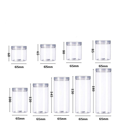 Dia 55mm プラスチック Kitchen Storage Jars ODM Transparent PET Jars With Locking Lids