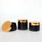 広いMouth PET Round プラスチック Canisters 100ml Black Cosmetic Jars With Gold Lid